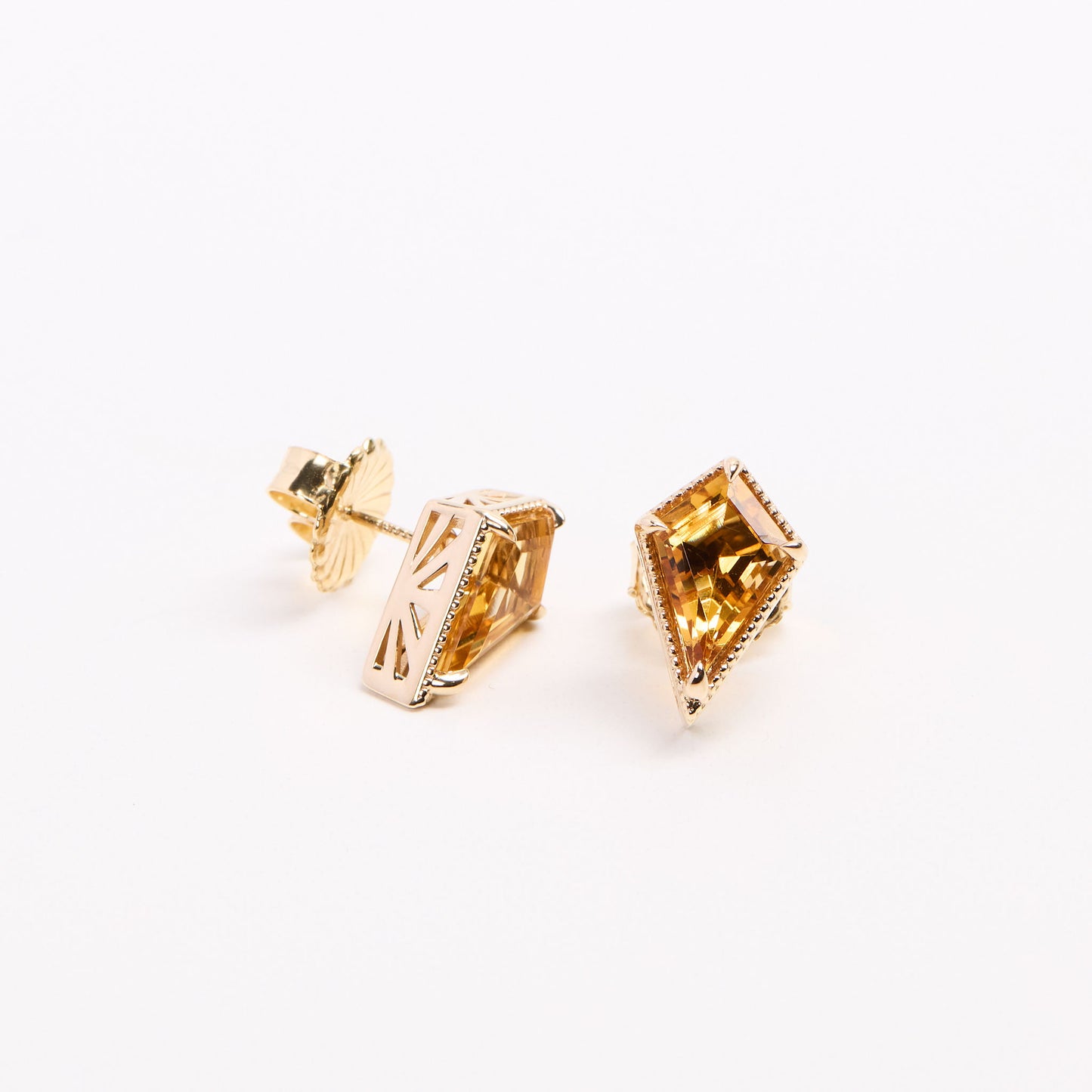 angled view of the soleil studs on a white background