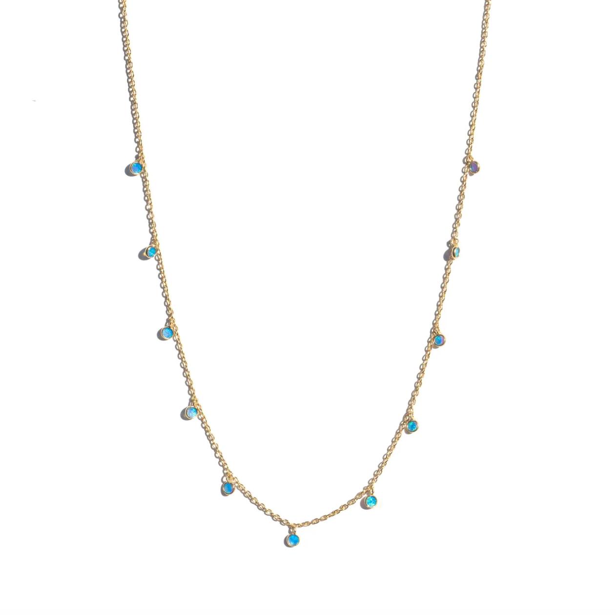 Blue Opal Dot Necklace