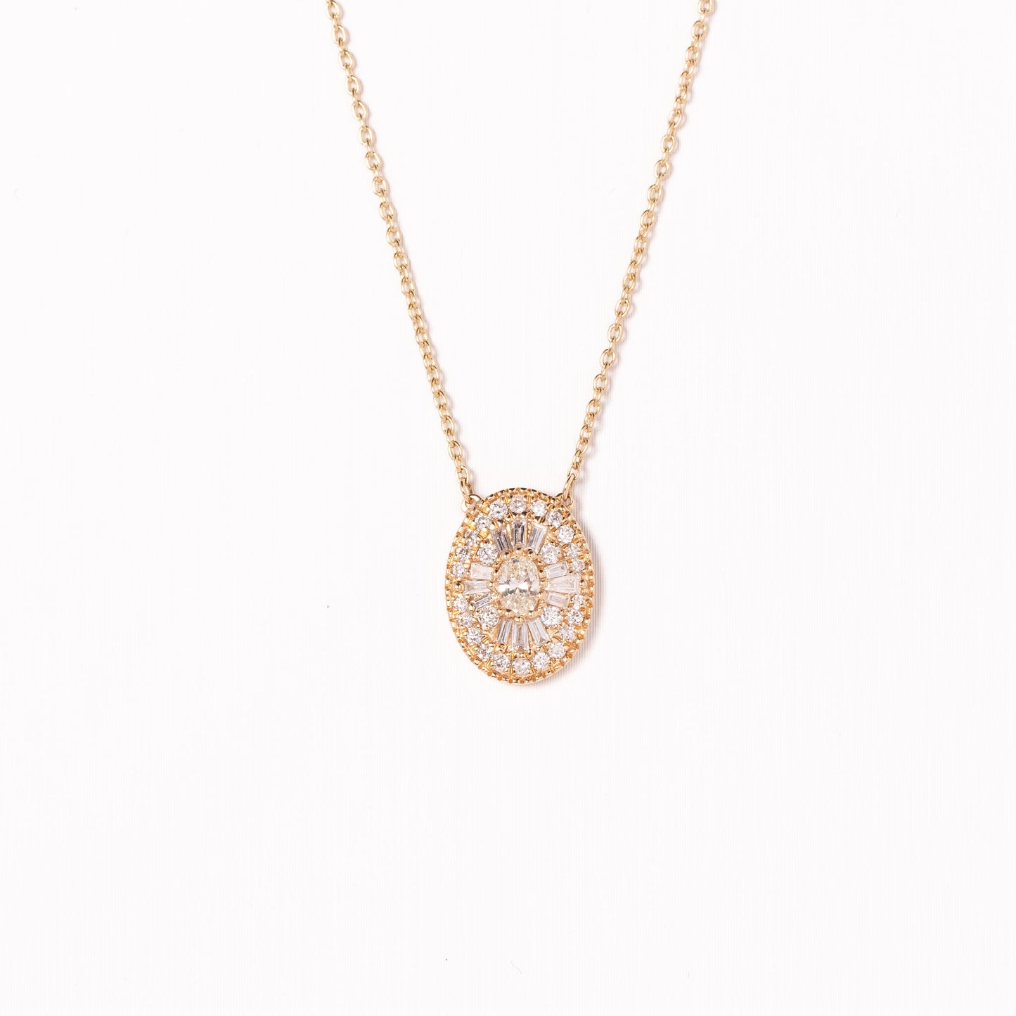 Baguette Diamond Cluster Necklace