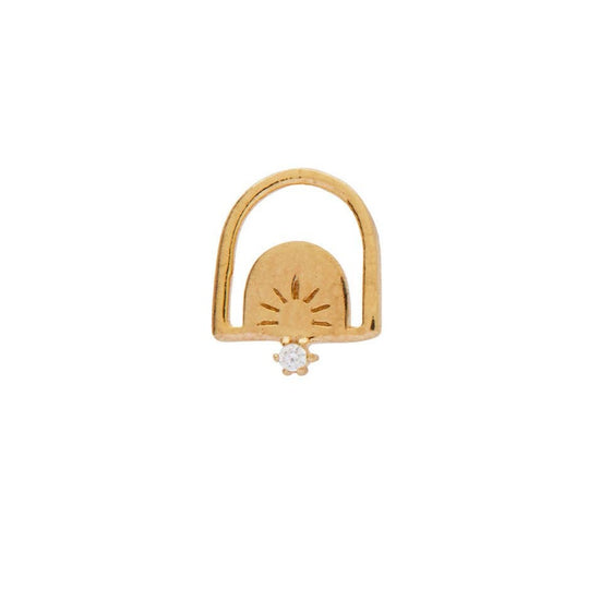 solid gold dawn single stud on white background