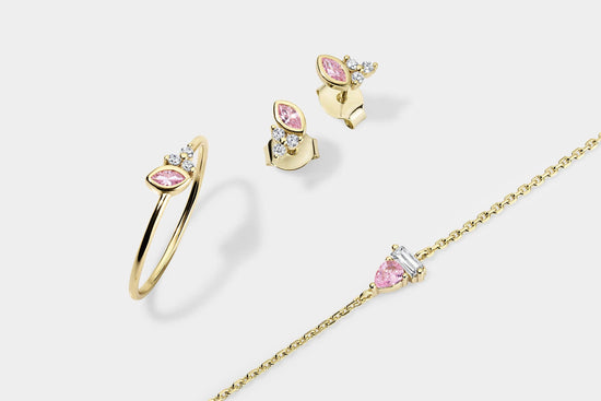 Vermeil Marquise Pink CZ Stud Earrings