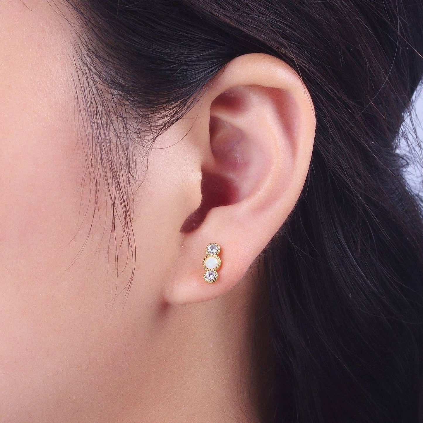 Milgrain Opal Stud Earrings