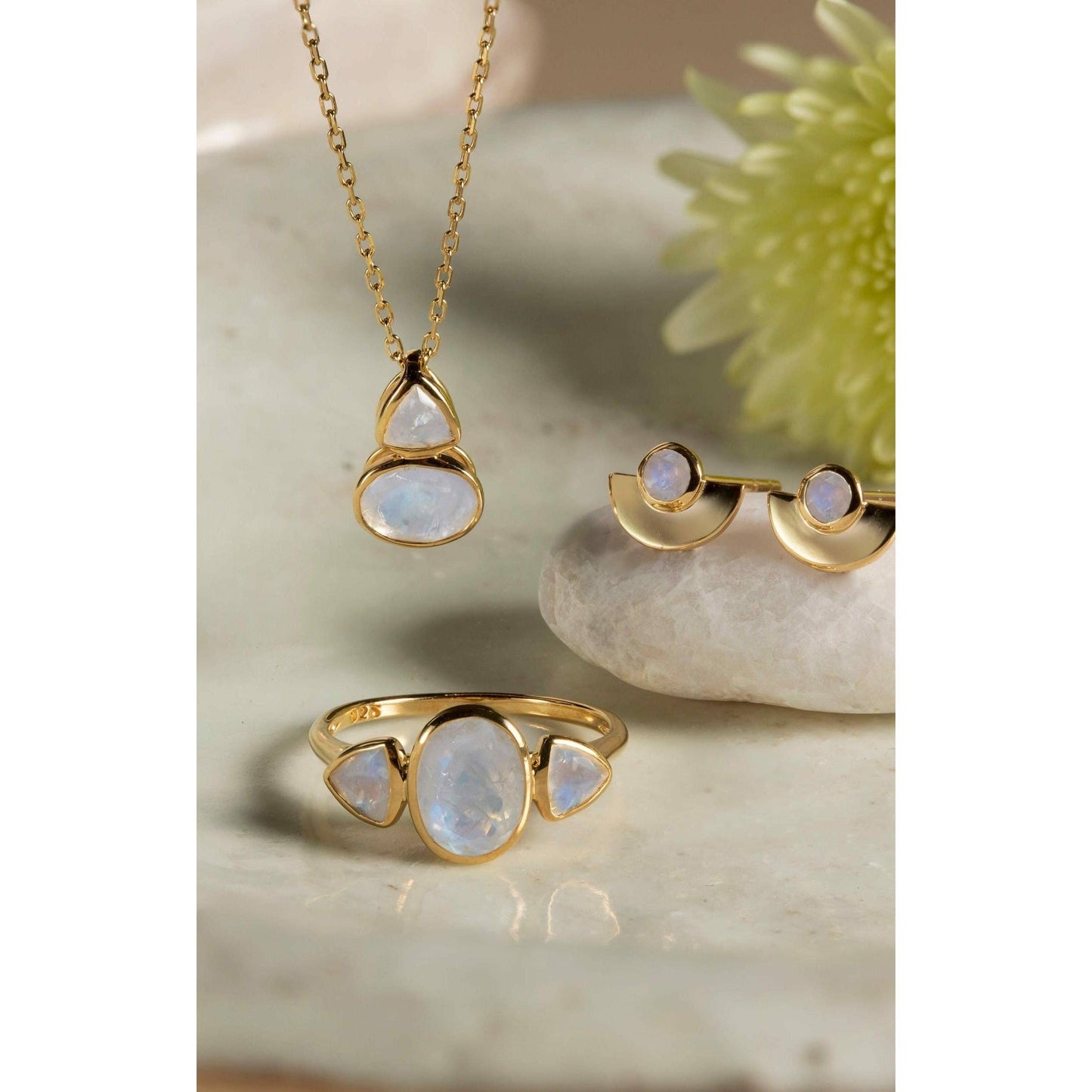 Rainbow Moonstone Eclipse Earrings