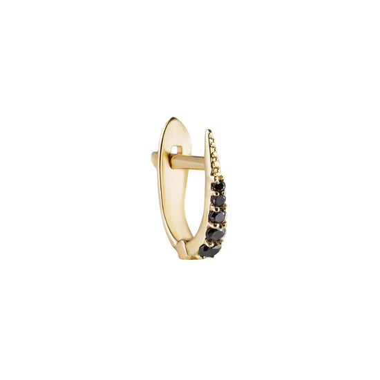 Short Point Pavé Black Diamond Huggie Earring