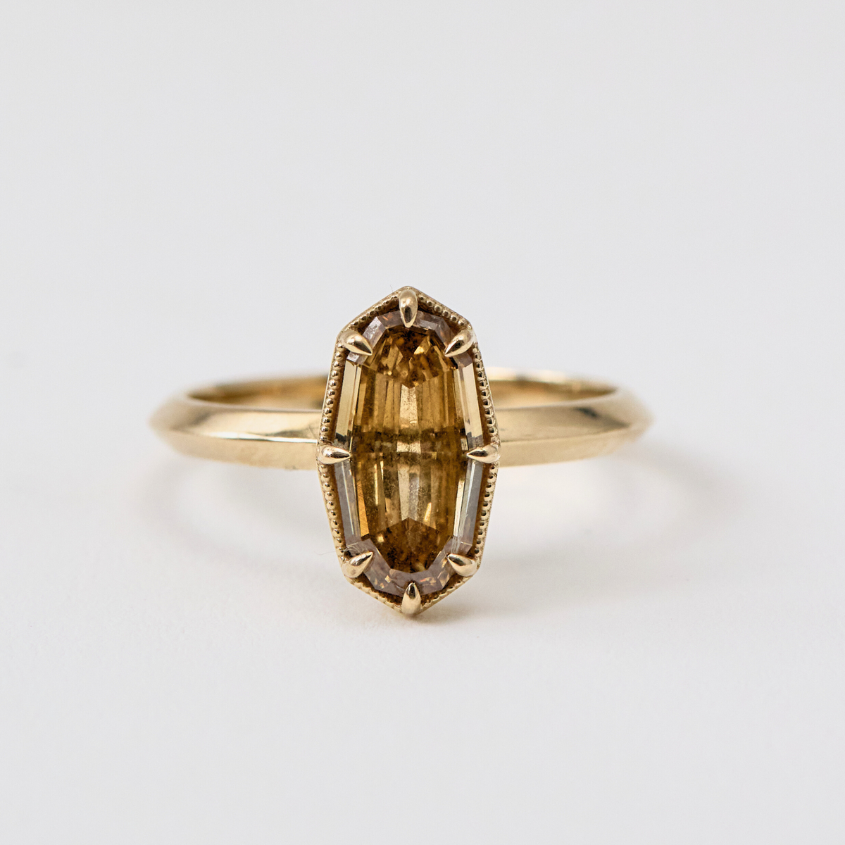 Step Cut Champagne Diamond Ring