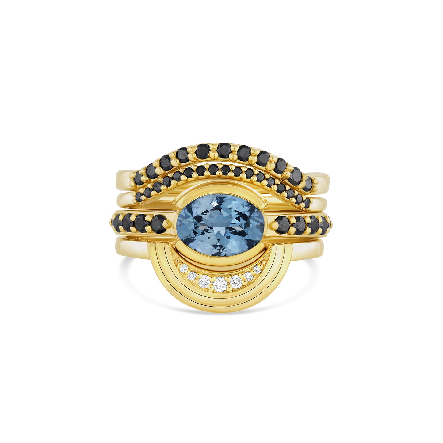 Mare Nubium Spinel Ring with Black Diamonds