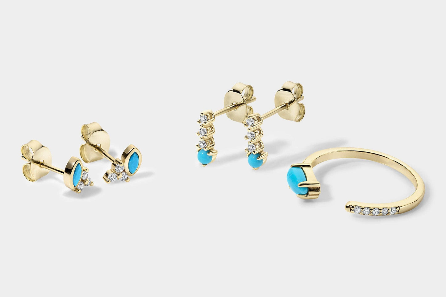 Vermeil Marquise Turquoise & CZ Stud Earrings