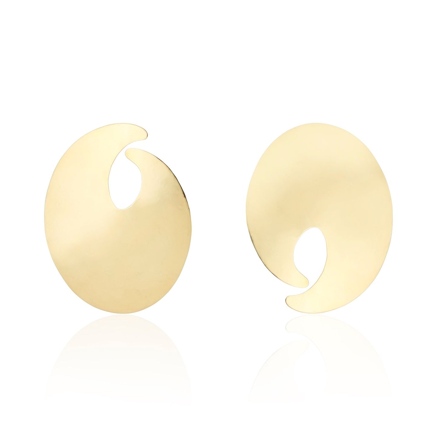 paint palette shaped earrings in gold on a white background