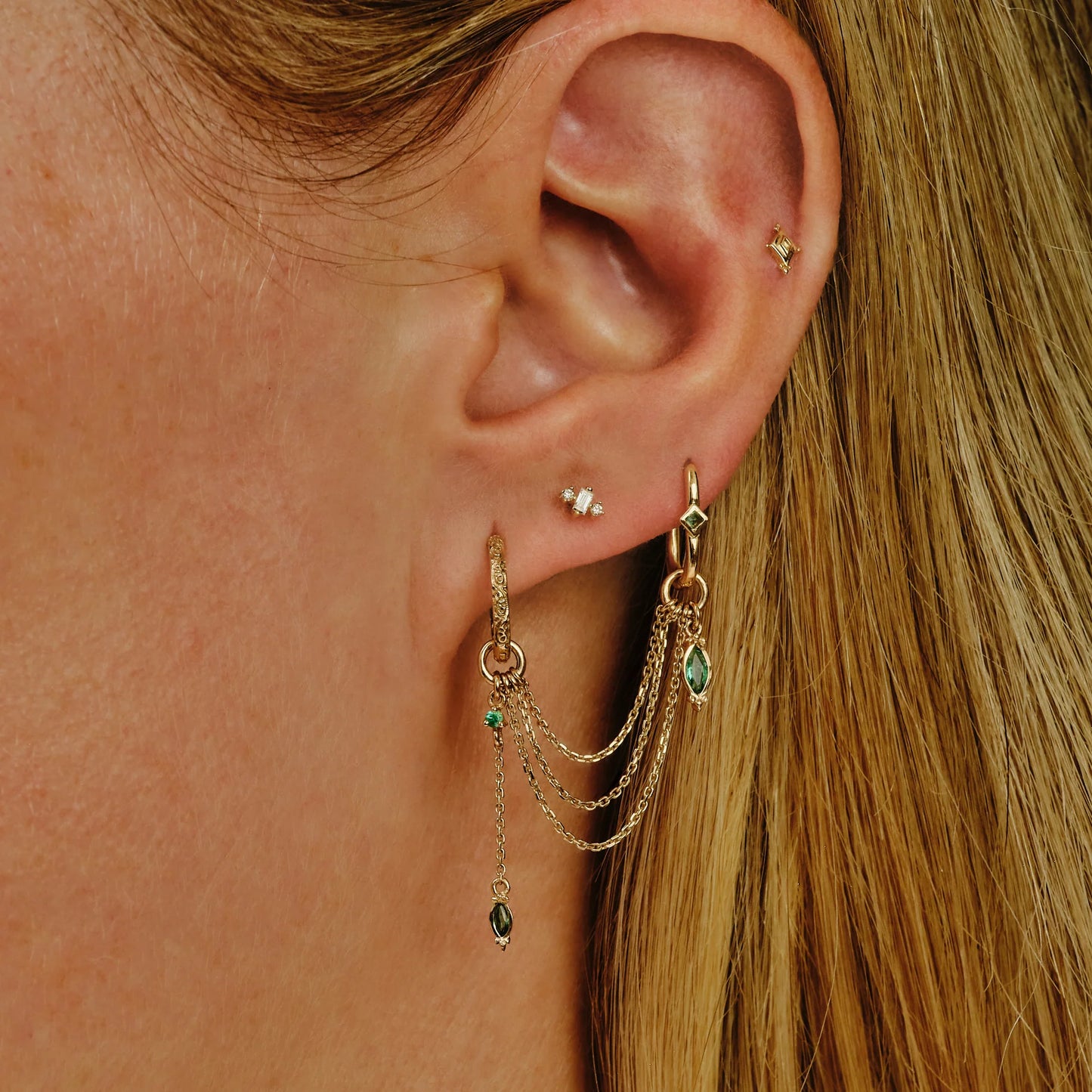 Dala Emerald Ear Chain