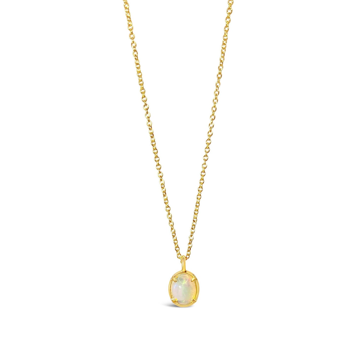 Gold necklace with a pendant on a white background