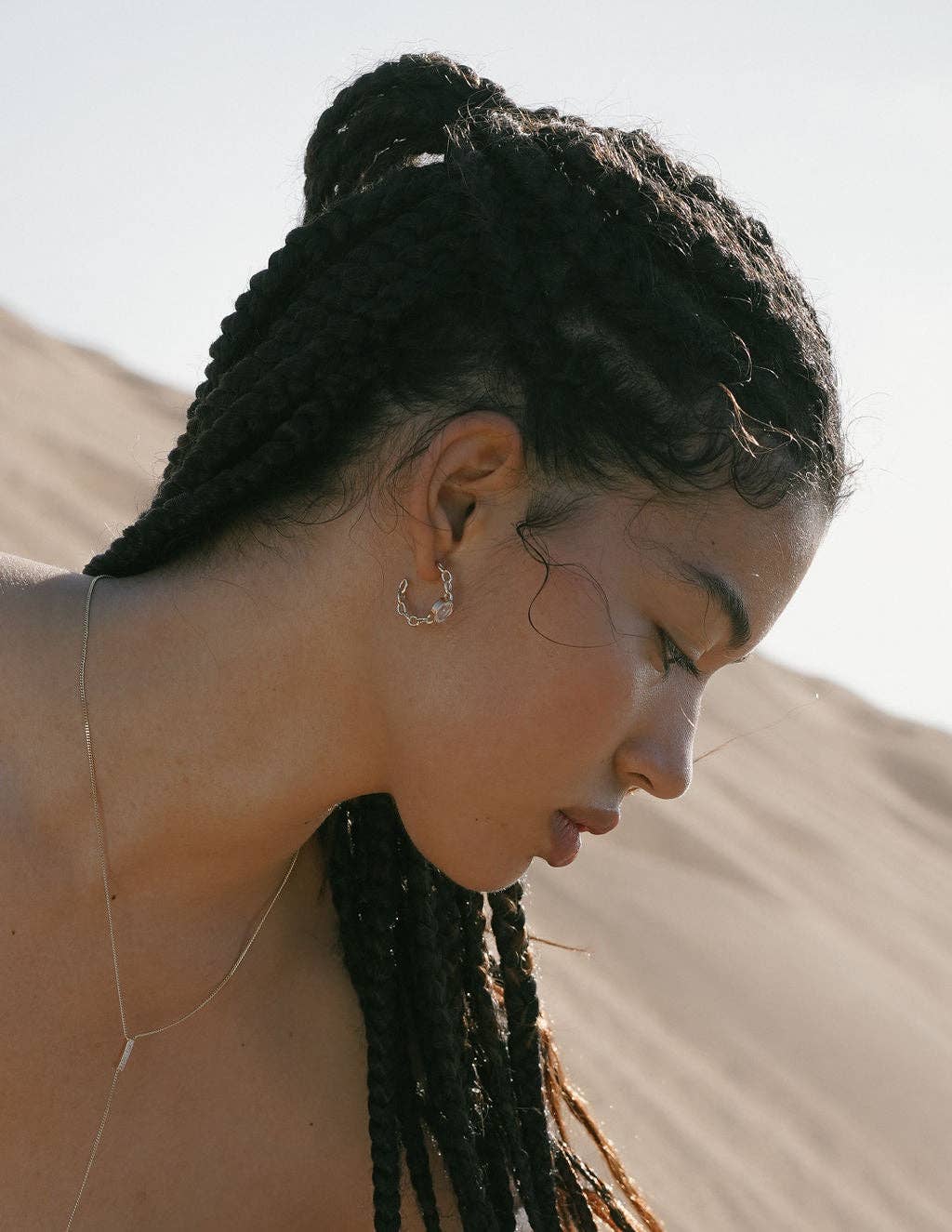 Cable Hoops in Topaz/Gold