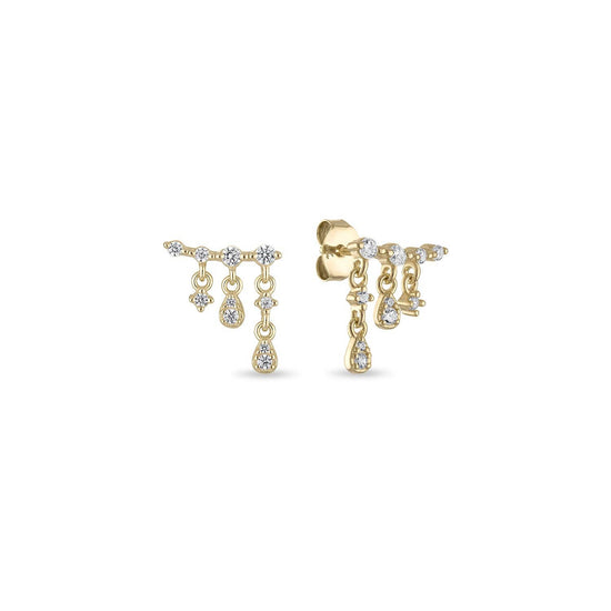 Vermeil Waterfall Dangle Drop Chain Stud Earrings
