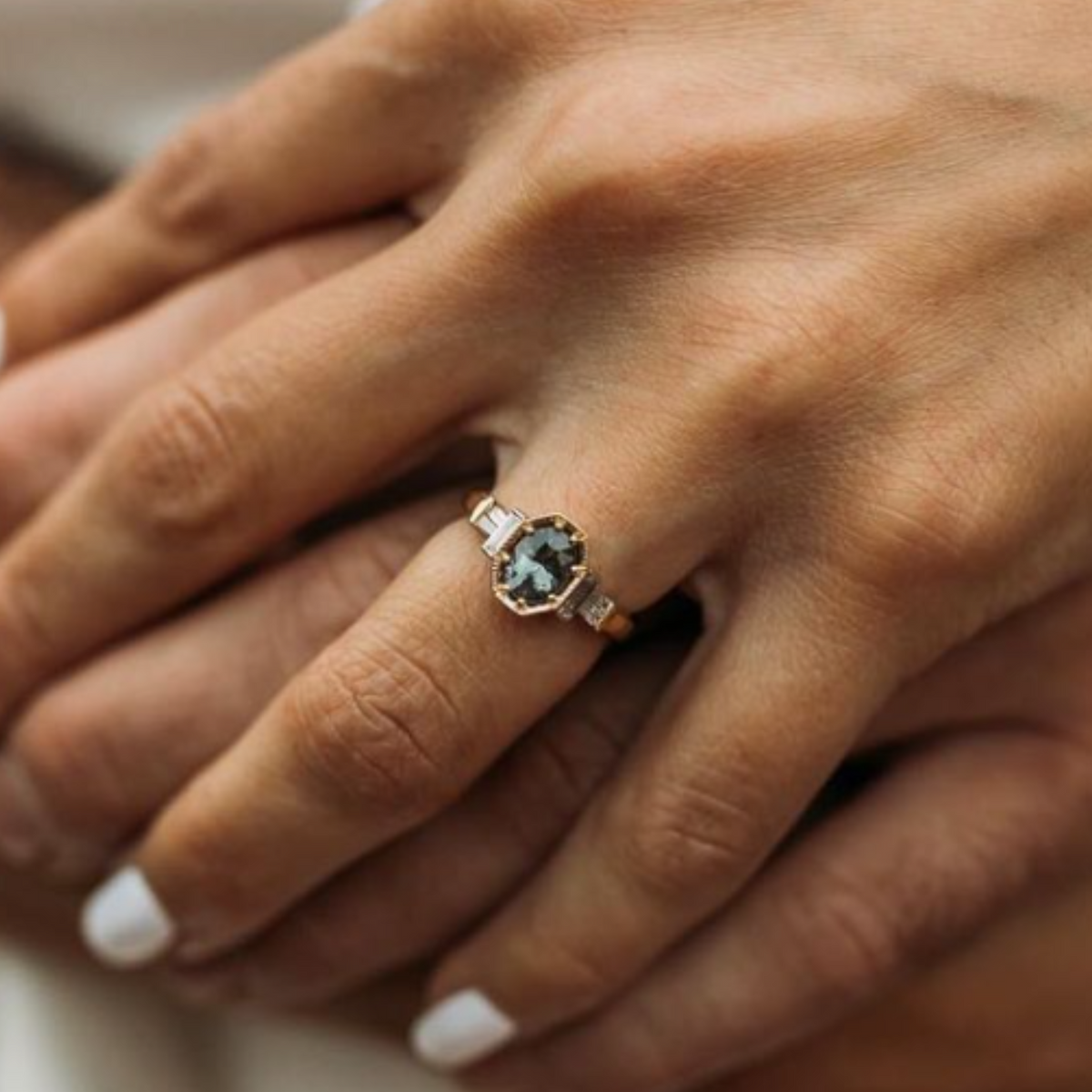 grey spinel engagement ring
