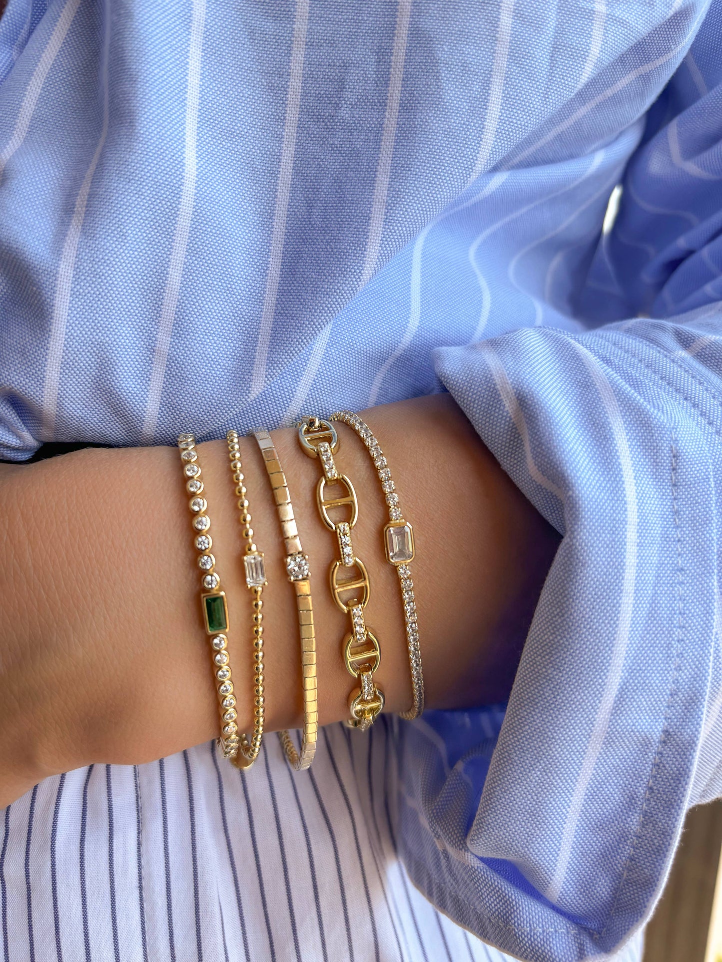 Vermeil Pave Anchor Link Chain Bracelet