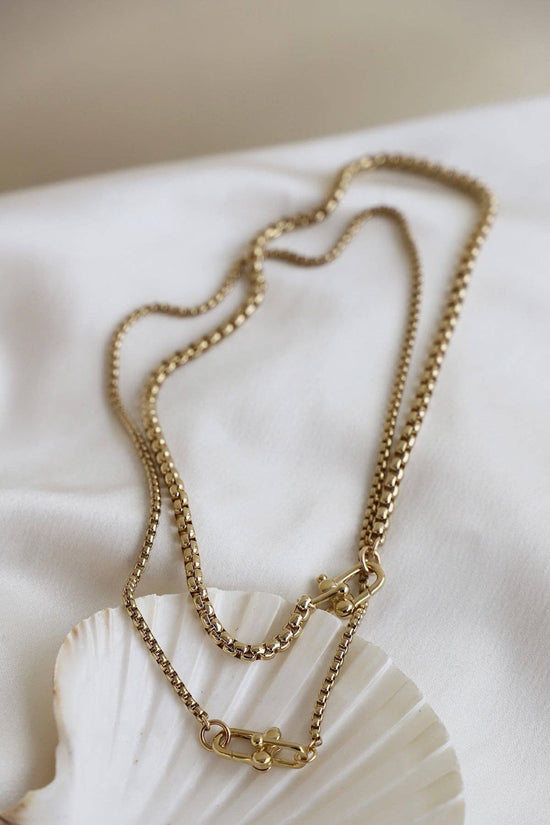 Nova Round Box Chain Necklace-Gold