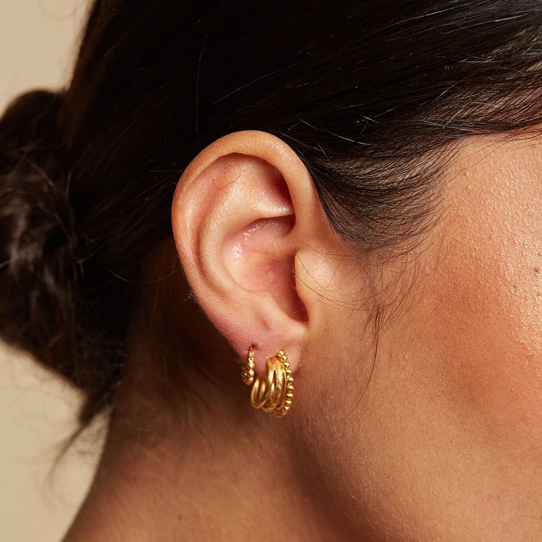 Small Dot Hoop Earrings - Gold