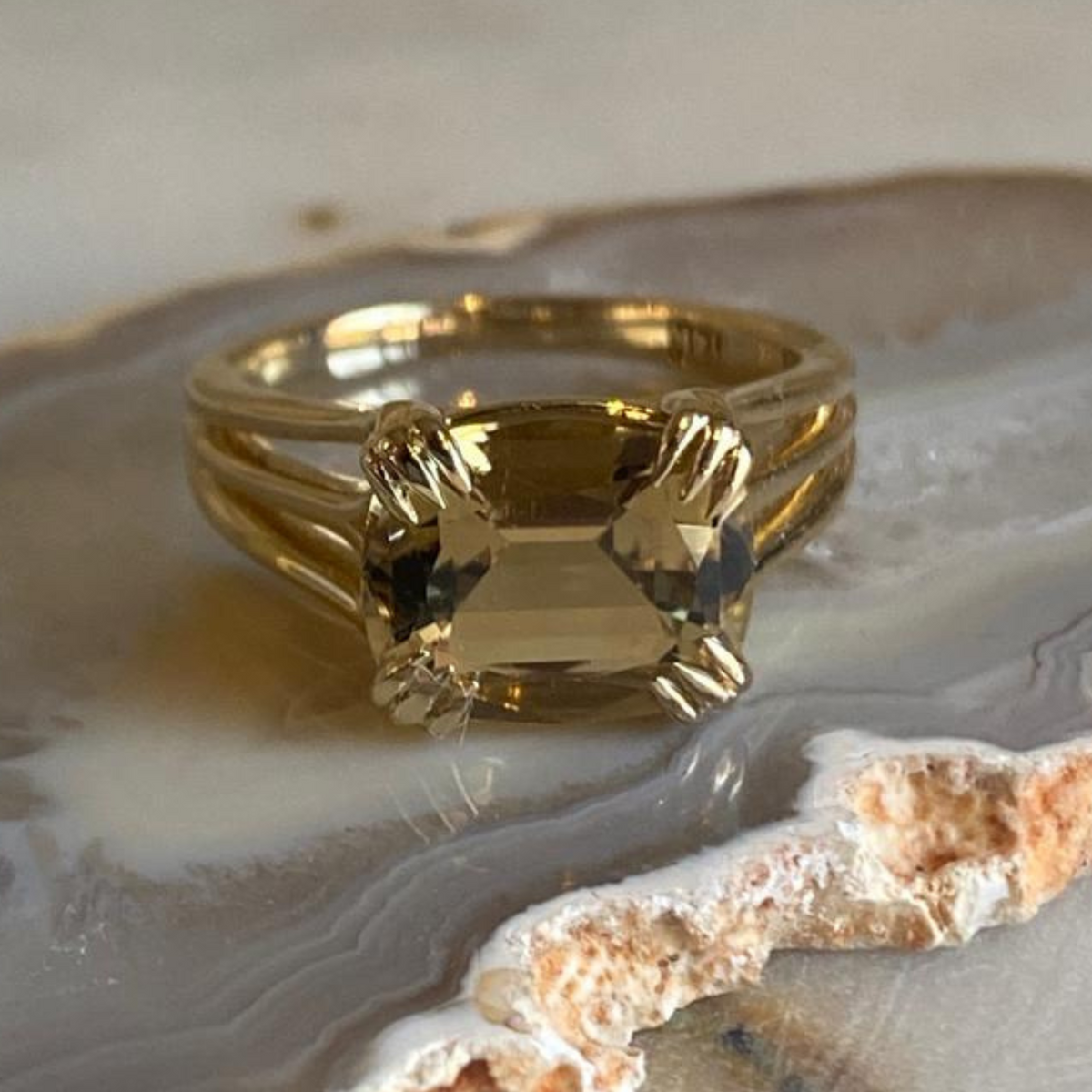 Yellow Tourmaline Engagement Ring