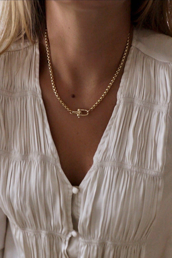Nova Round Box Chain Necklace-Gold