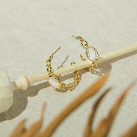 Cable Hoops in Topaz/Gold
