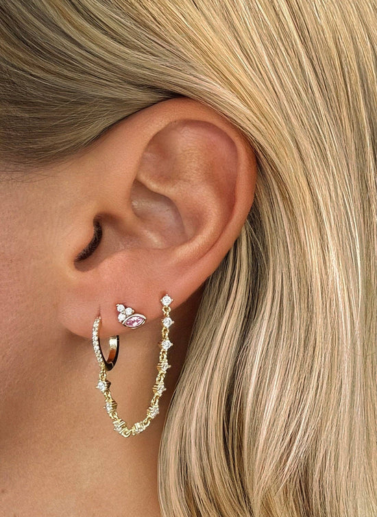 Vermeil Marquise Pink CZ Stud Earrings