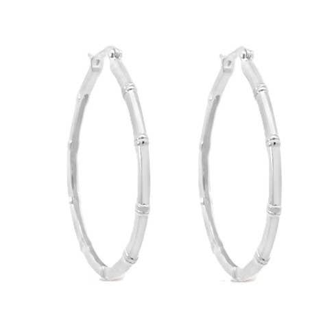 Silver hoop earrings on a white background