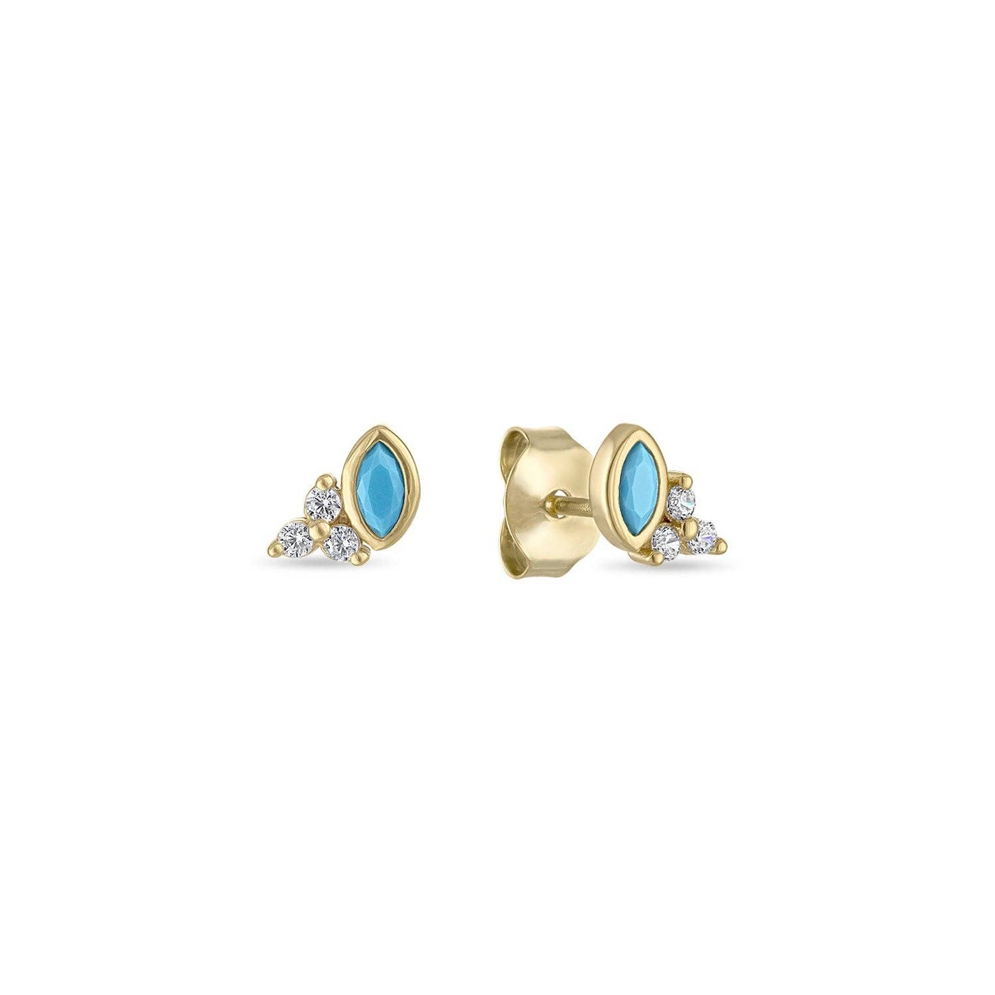 Vermeil Marquise Turquoise & CZ Stud Earrings