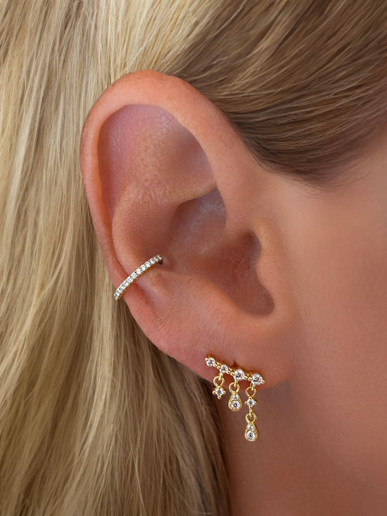 Vermeil Waterfall Dangle Drop Chain Stud Earrings