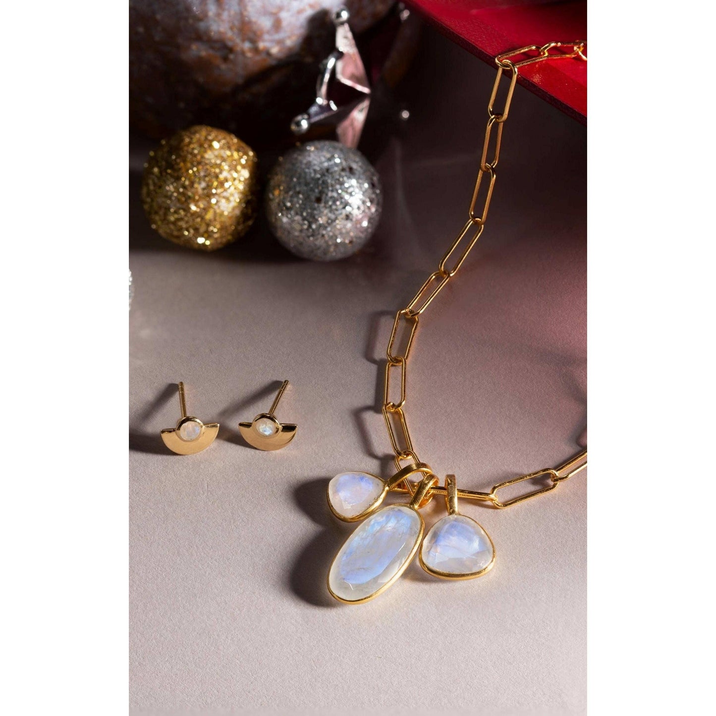 Rainbow Moonstone Eclipse Earrings