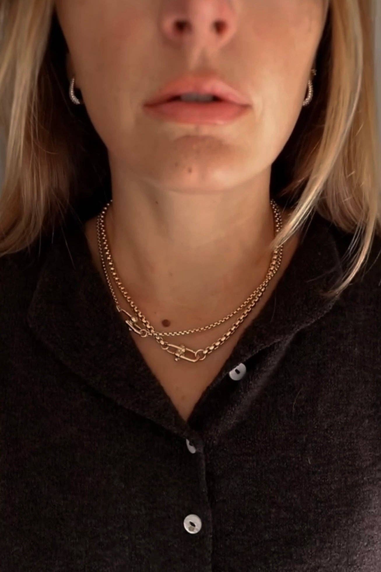 Nova Round Box Chain Necklace-Gold