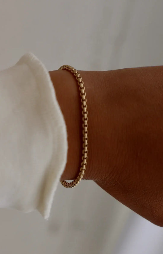 Holland Round Box Chain Bracelet in Gold