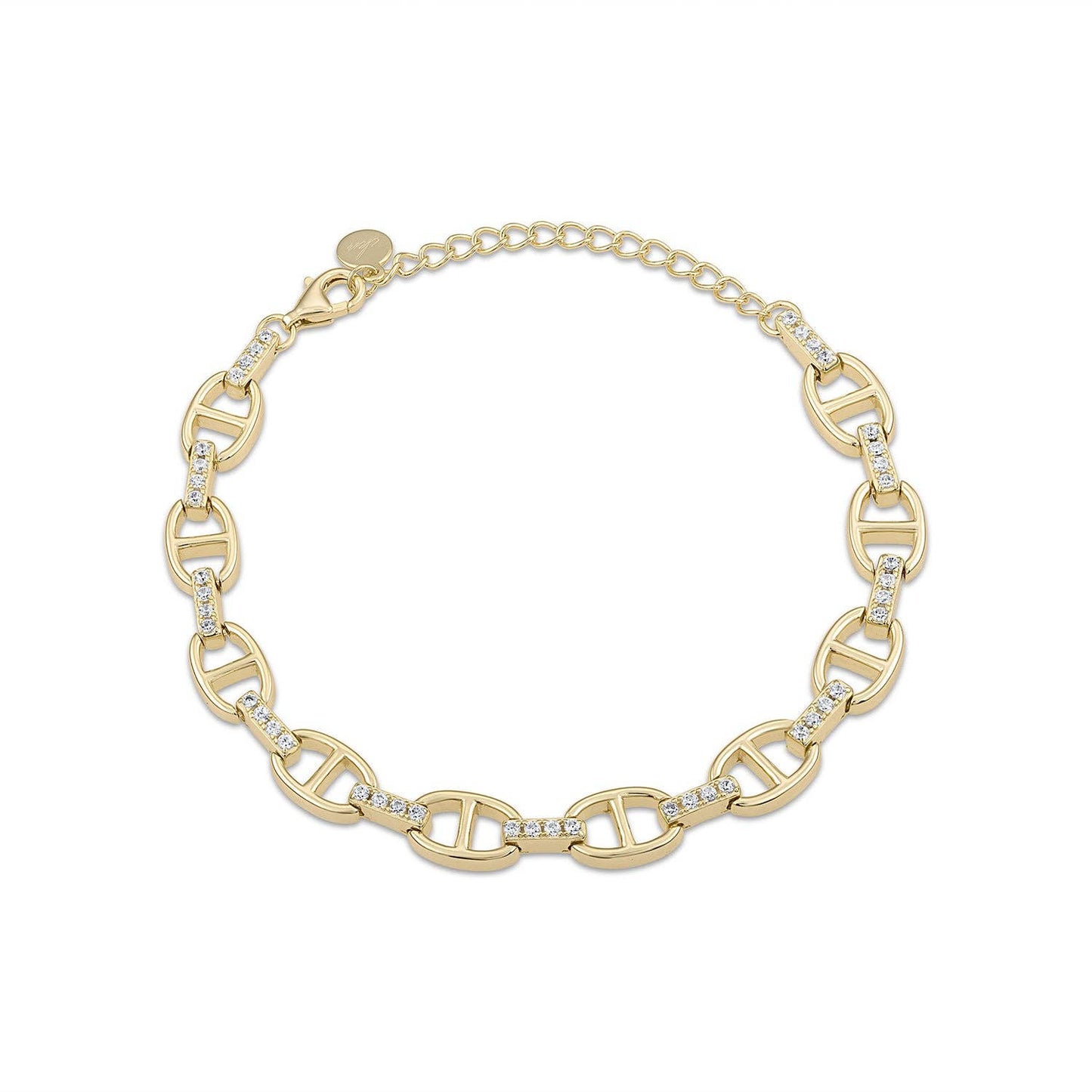 Vermeil Pave Anchor Link Chain Bracelet