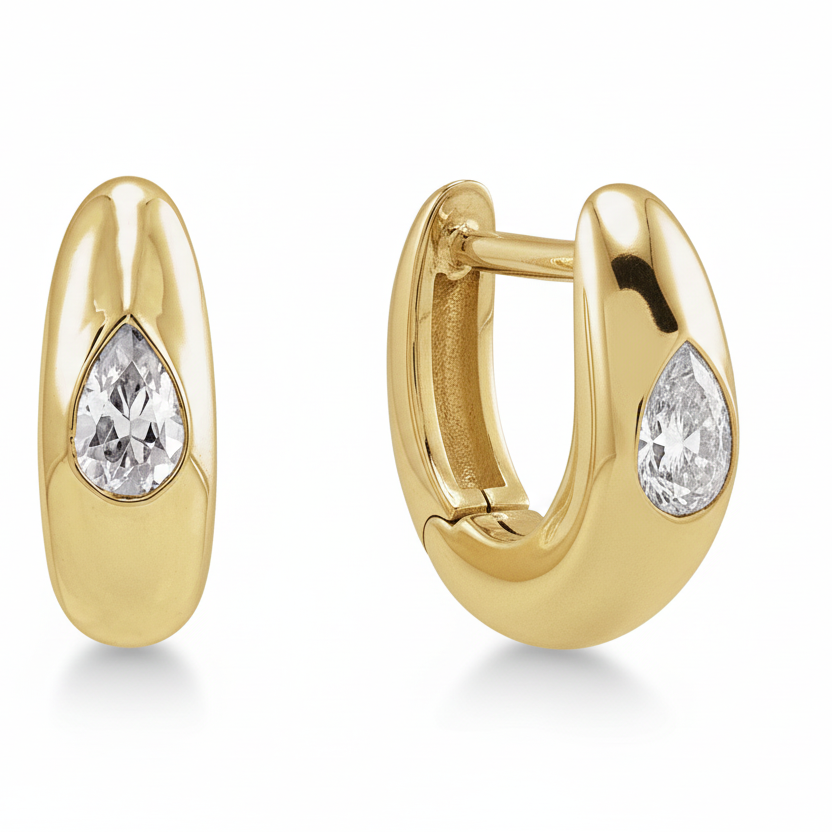 14K Cloud Diamond Huggies