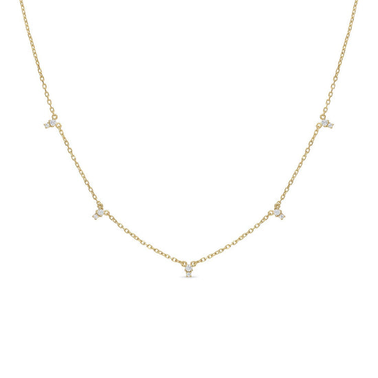 Vermeil CZ Stone Layering Dangle Necklace