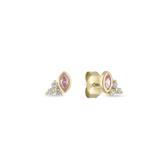 Vermeil Marquise Pink CZ Stud Earrings