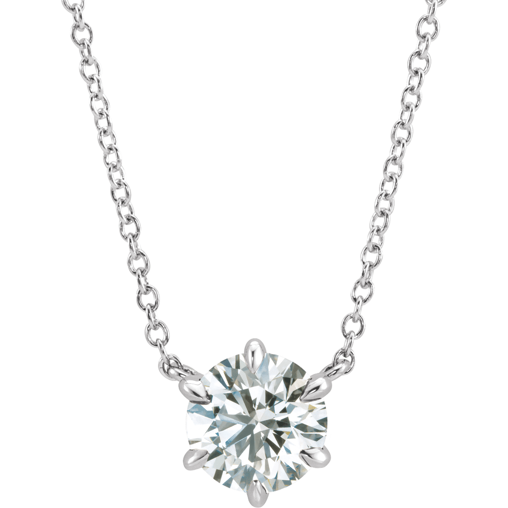 Six Prong White Gold Solitaire Necklace