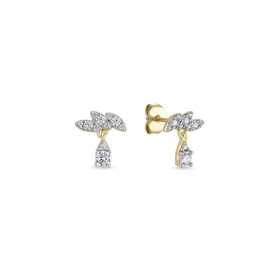 Vermeil Encrusted Petal Drop Stud Mixed Metals