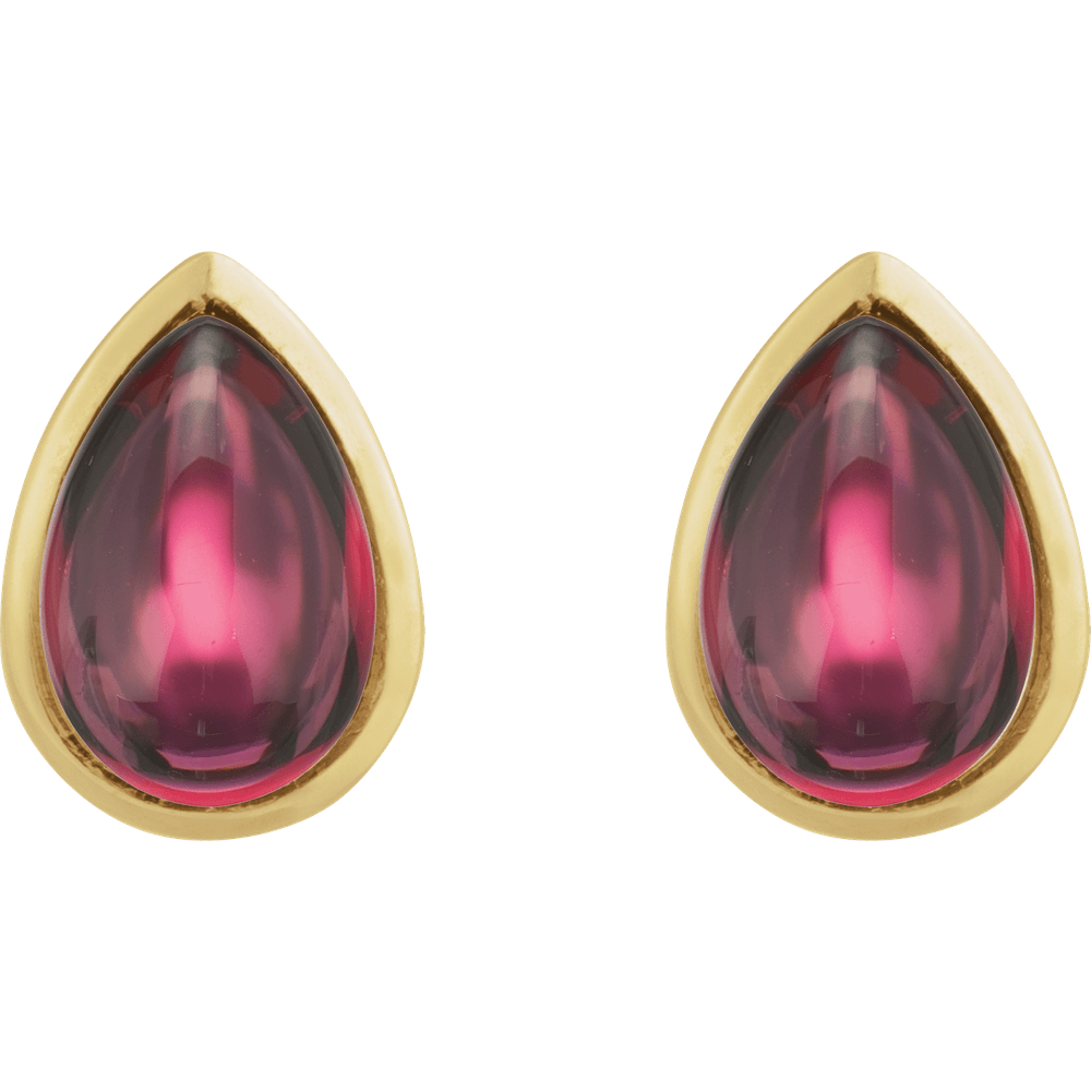 Garnet Cabochon Stud Earrings