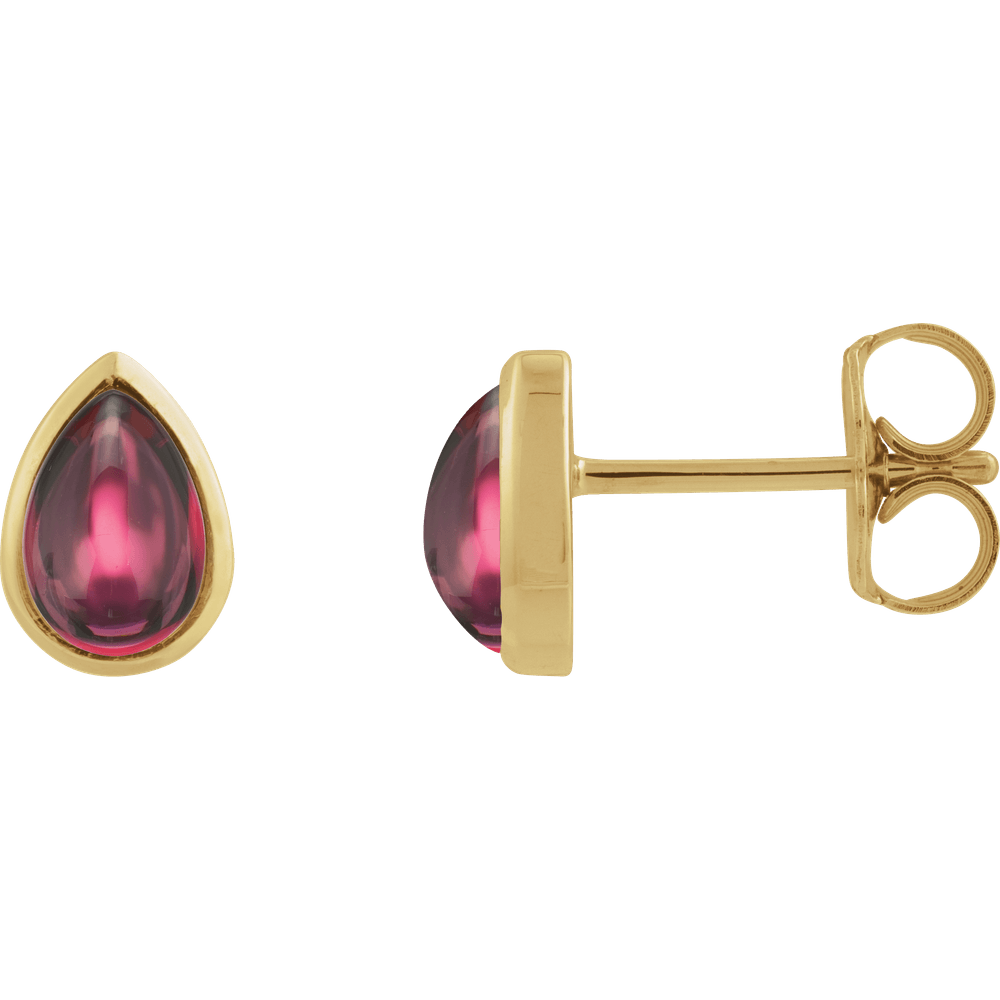 Garnet Cabochon Stud Earrings