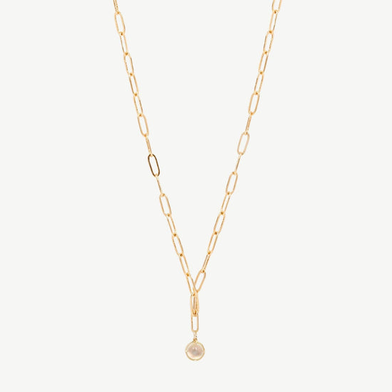 Fortune Teller Necklace in White Moonstone/Gold
