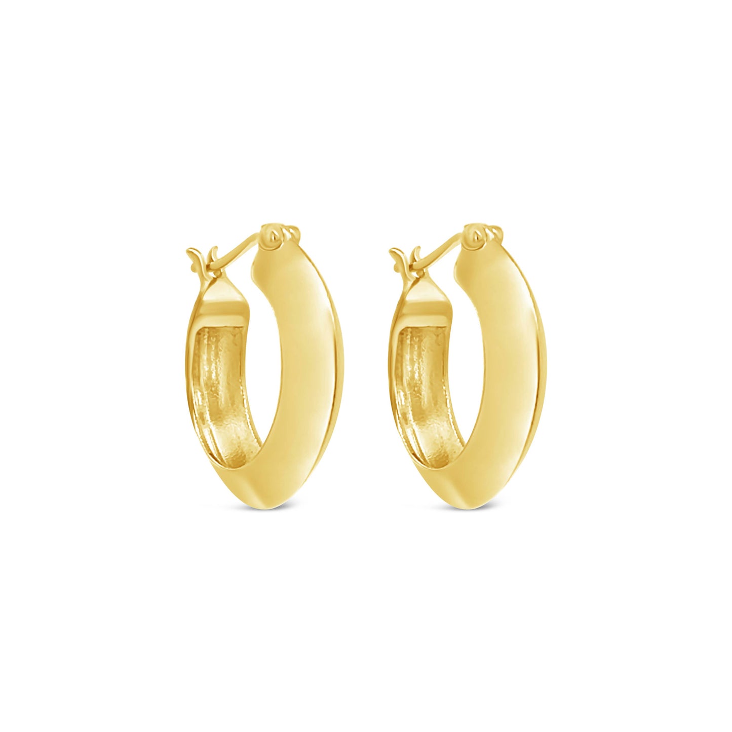 Gold hoop earrings on a white background
