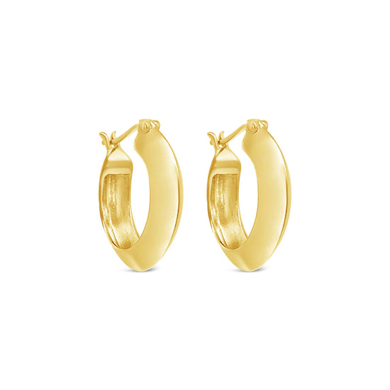 Gold hoop earrings on a white background