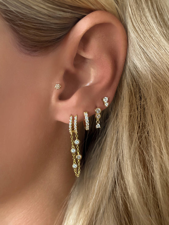 Double Dangle Chain Huggie Earring