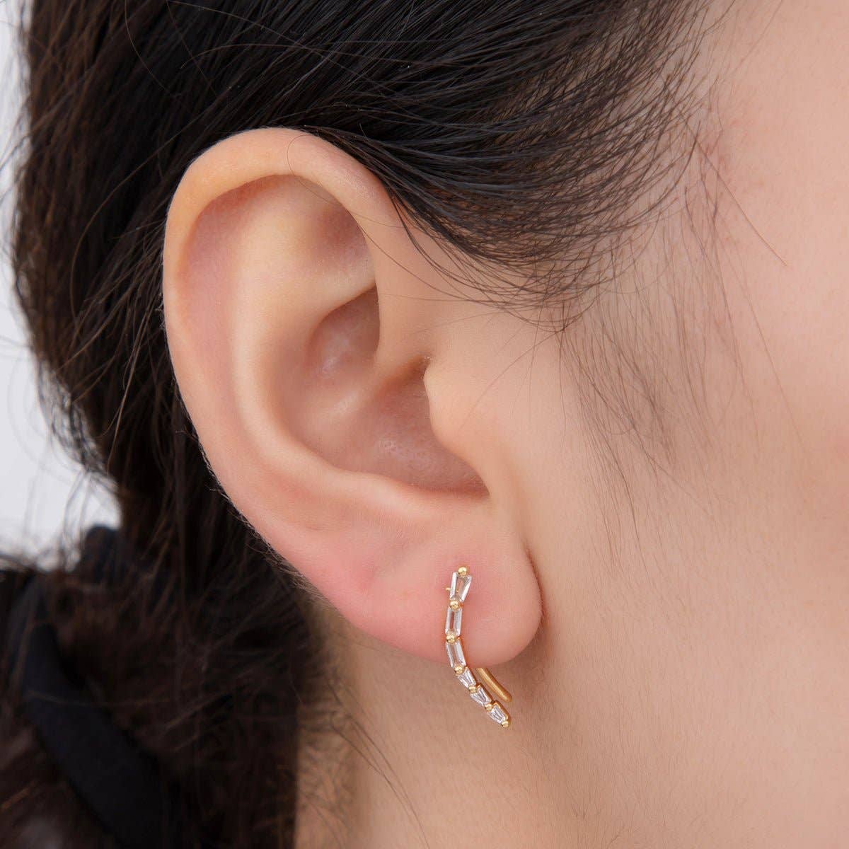 18K Gold Filled Baguette Climber Earrings