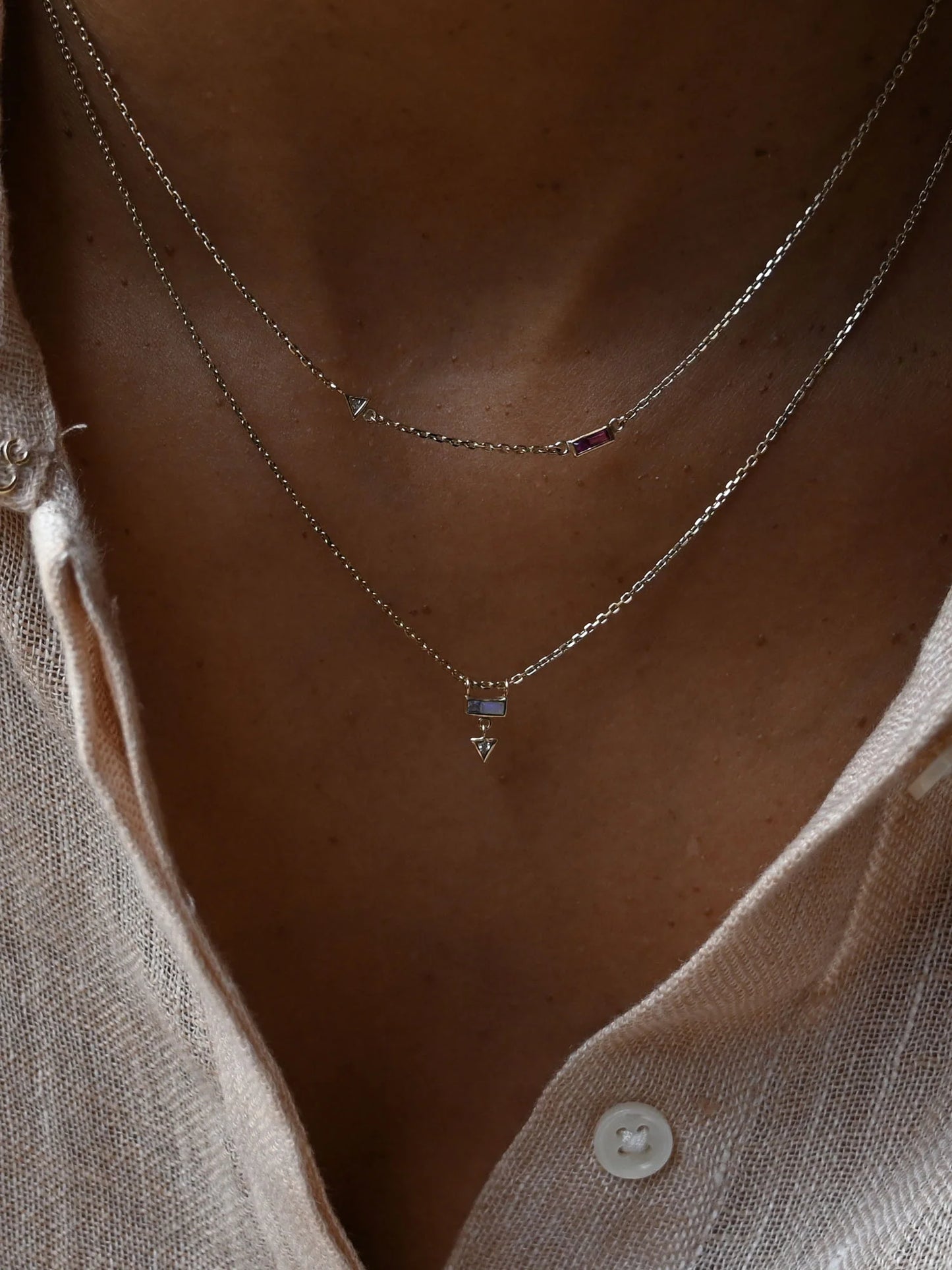 Mini Gemstone Split Necklace