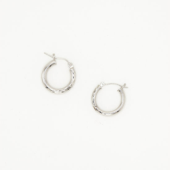 Textured White Gold Huggie Earrings