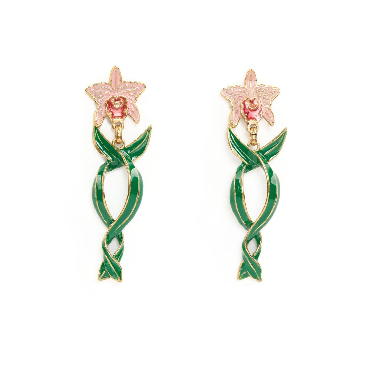 enamel flower earrings on a white background