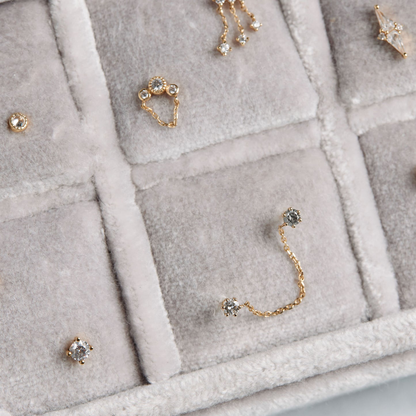 Double Salt and Pepper Diamond Draped Stud