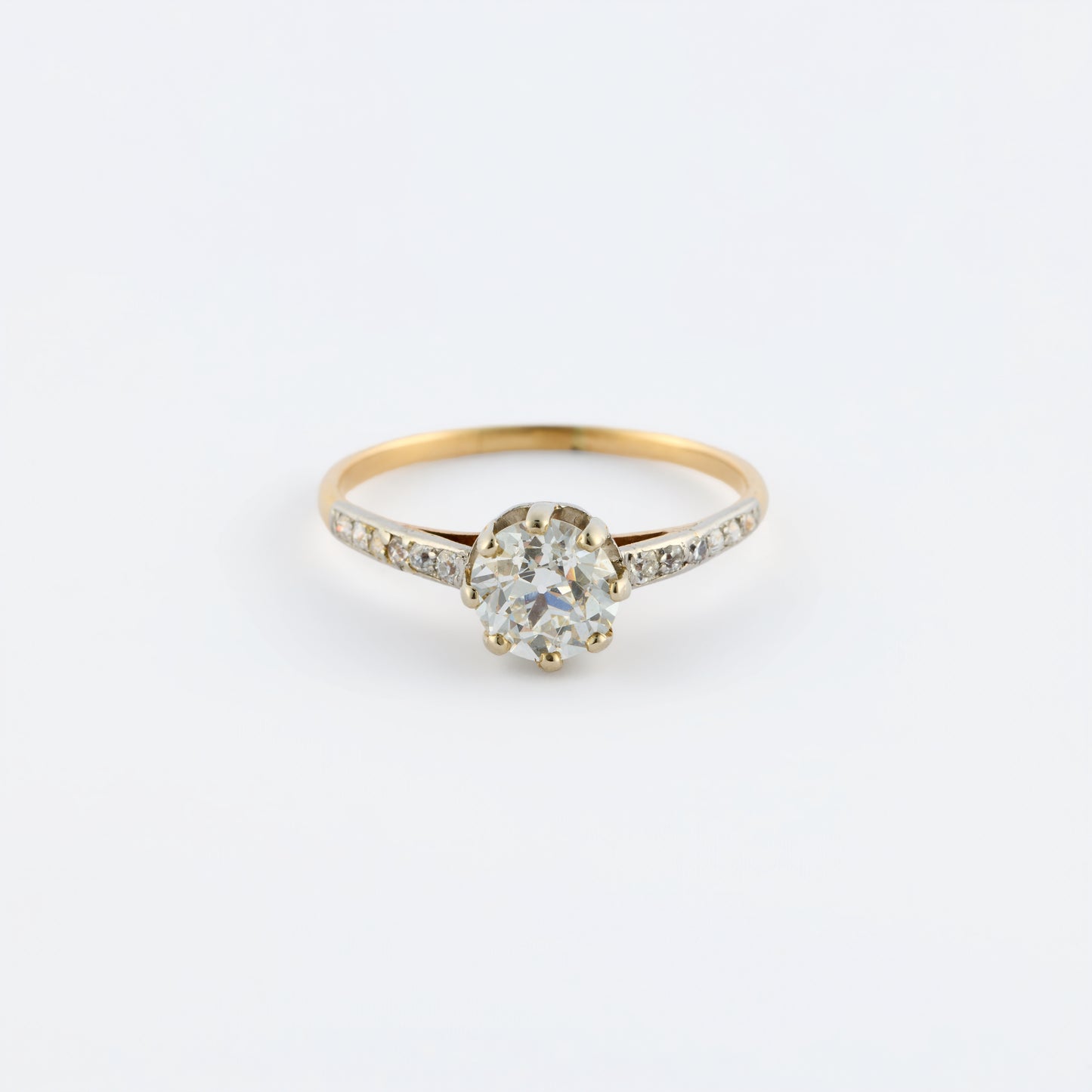 Accented Solitaire Antique Ring