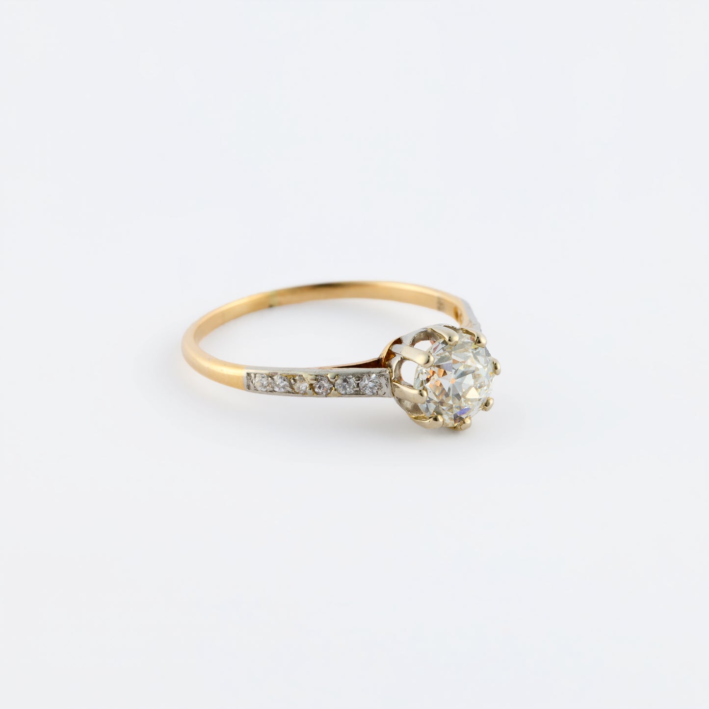 Accented Solitaire Antique Ring