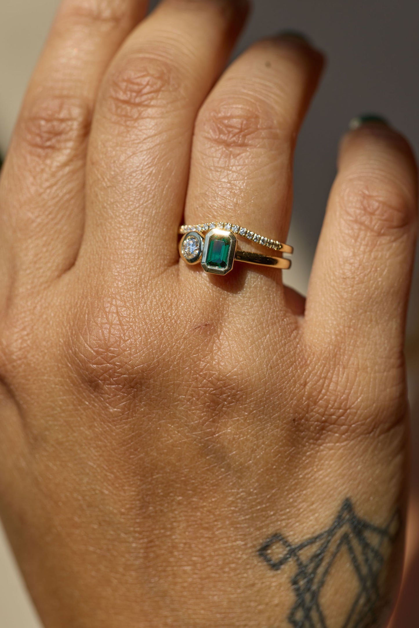 14K Yellow Gold Lab-Grown Emerald & 1/4 CTW Lab-Grown Diamond Ring